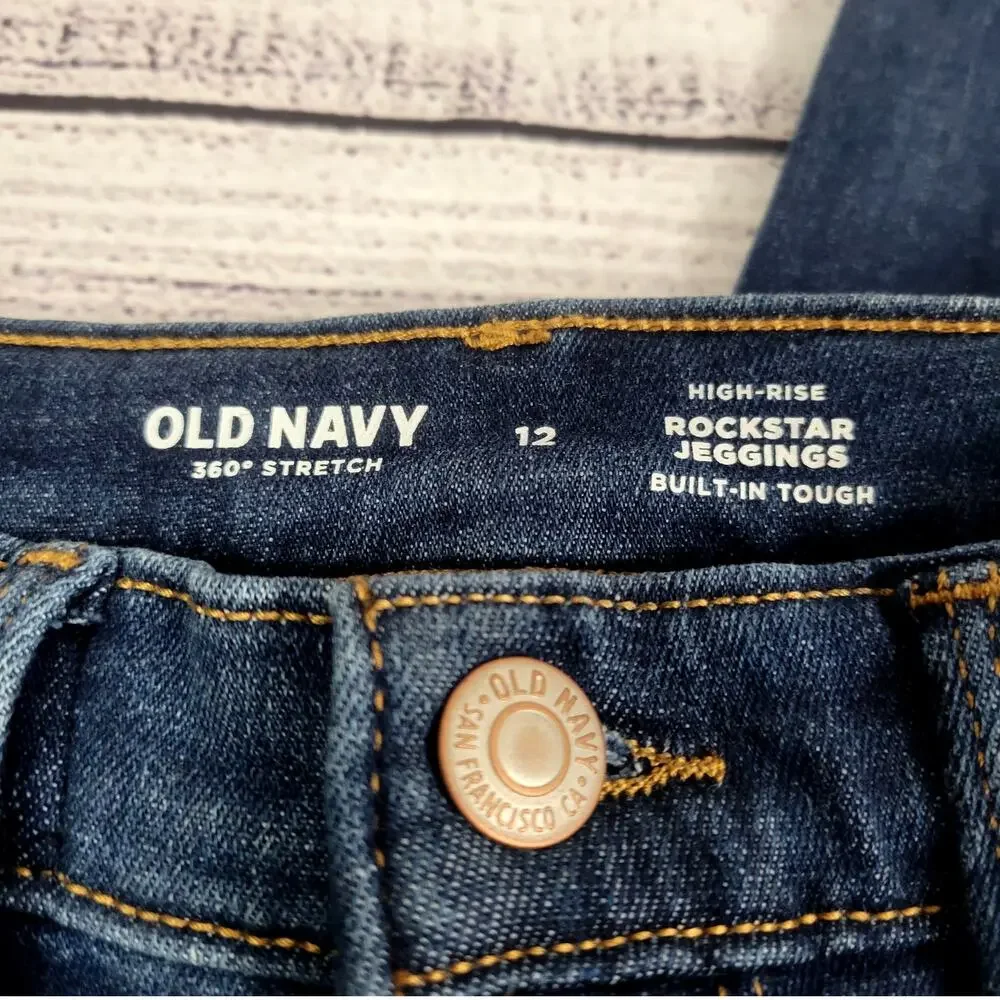 Old Navy Medium Wash High Rise‎ Rockstar Distressed Jeggings Girl's Size 12 NWT
